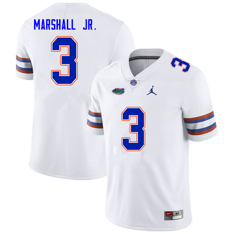Men #3 Jason Marshall Jr. Florida Gators College Football Jerseys Sale-White - Click Image to Close
